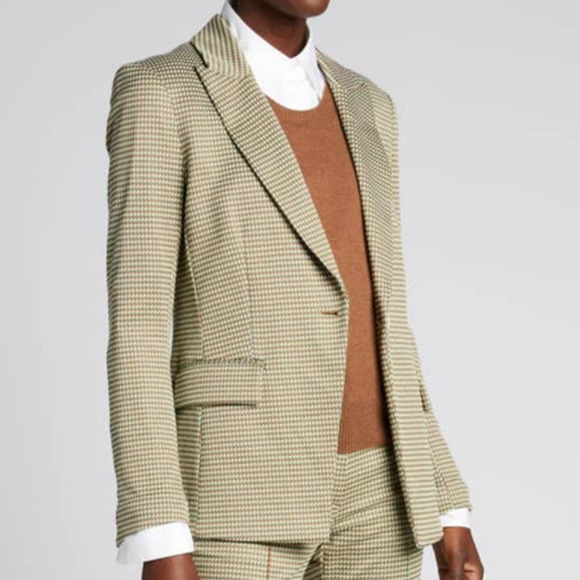 Veronica Beard Zeni Blazer Green Brown Jacket One-Button Long Sleeve Sz 2 - Picture 2 of 14